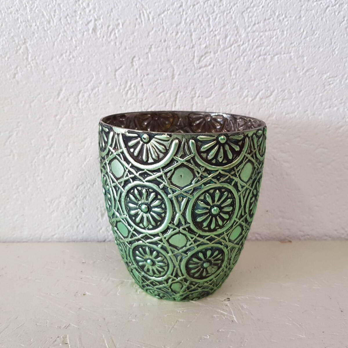 Übertopf aus Glas, Farbe grün, Ø 12cm