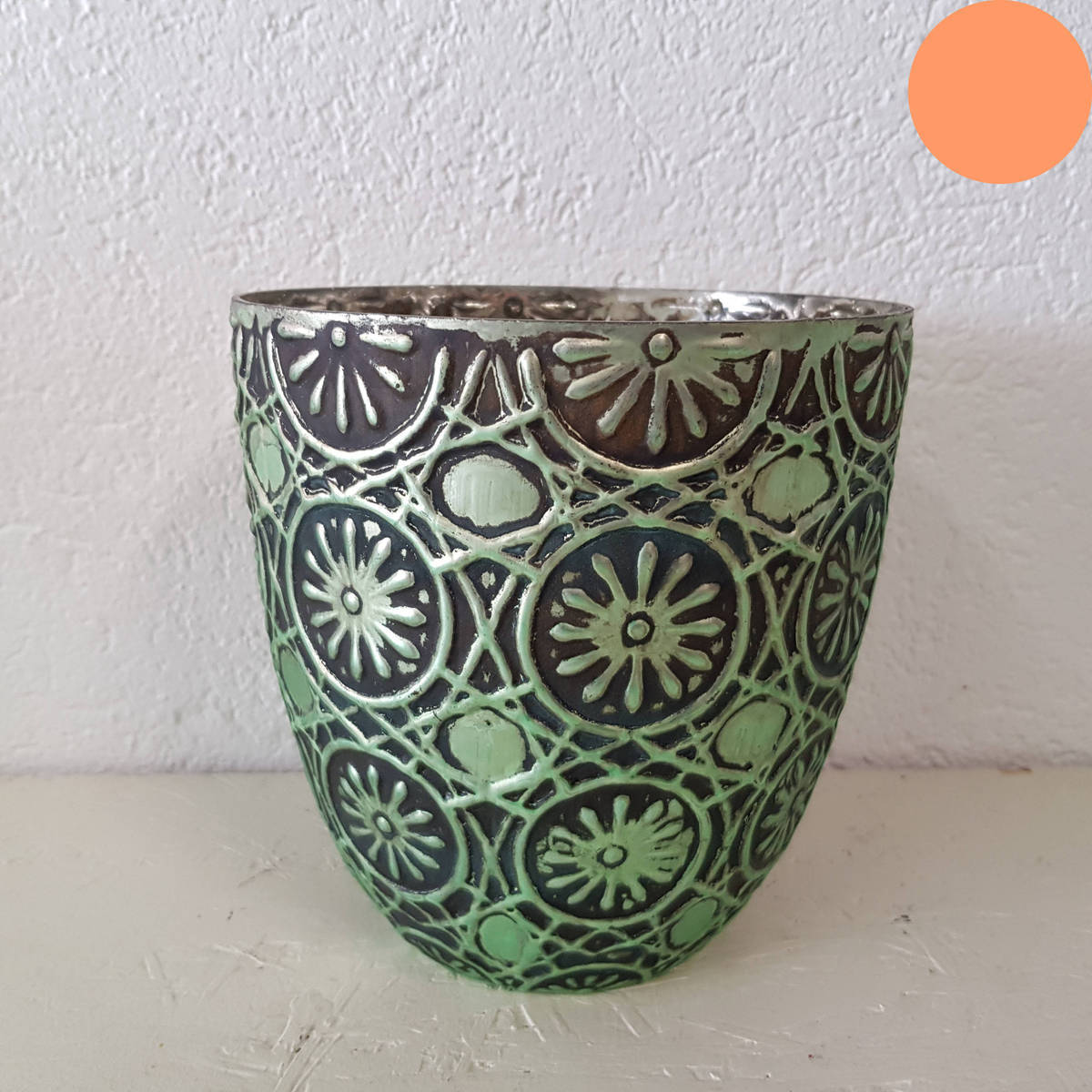 Übertopf aus Glas, Farbe grün, Ø 16cm