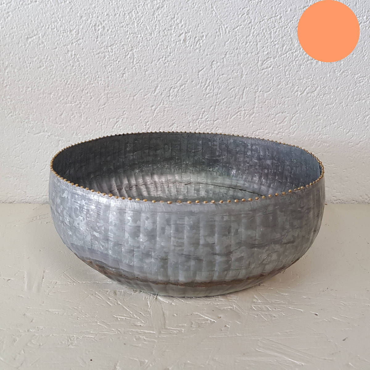 Schale rund aus Metall, mit Goldrand, Ø 25cm