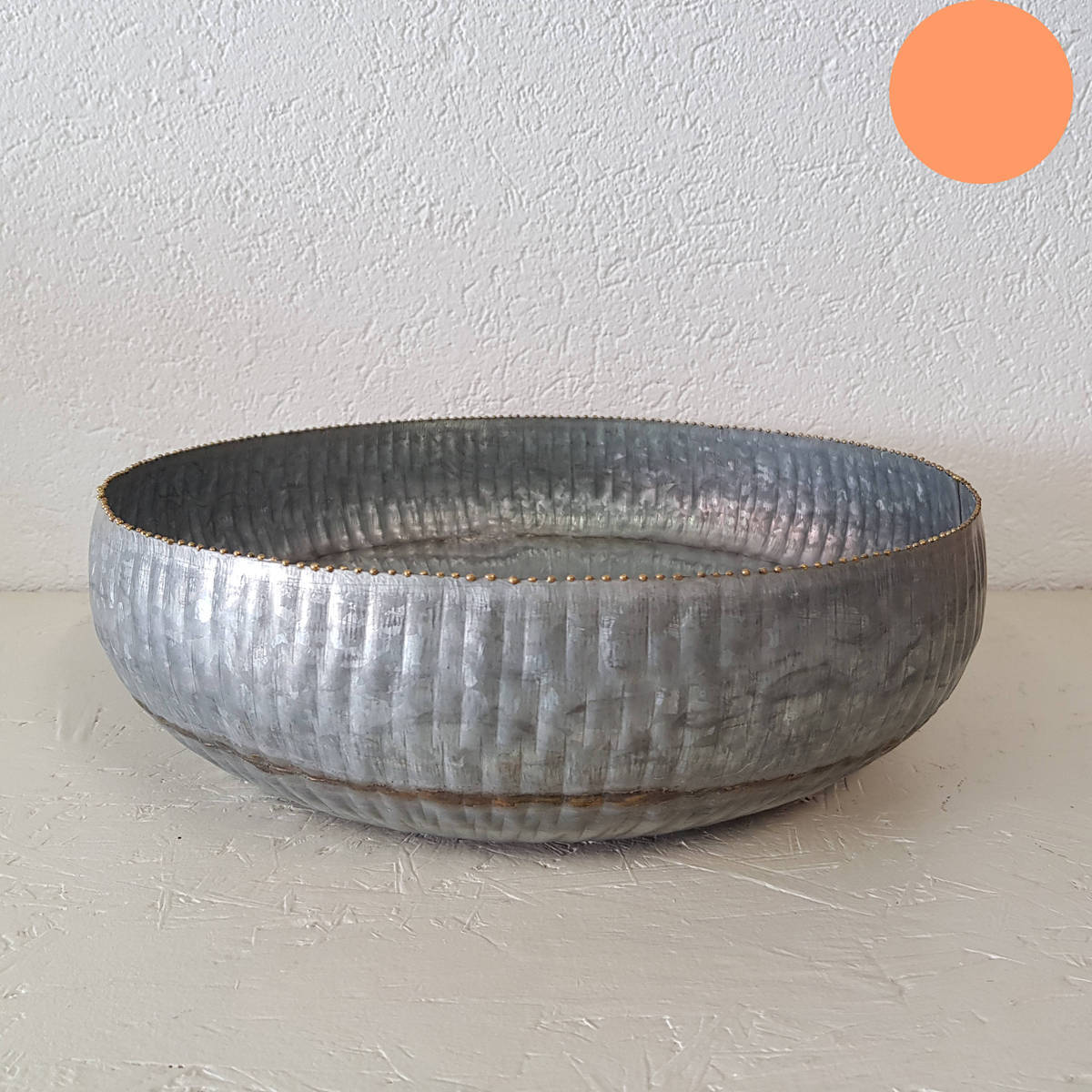 Schale rund aus Metall, mit Goldrand, Ø 35cm