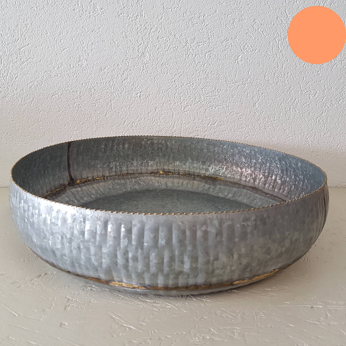 Schale rund aus Metall, mit Goldrand, Ø 47cm