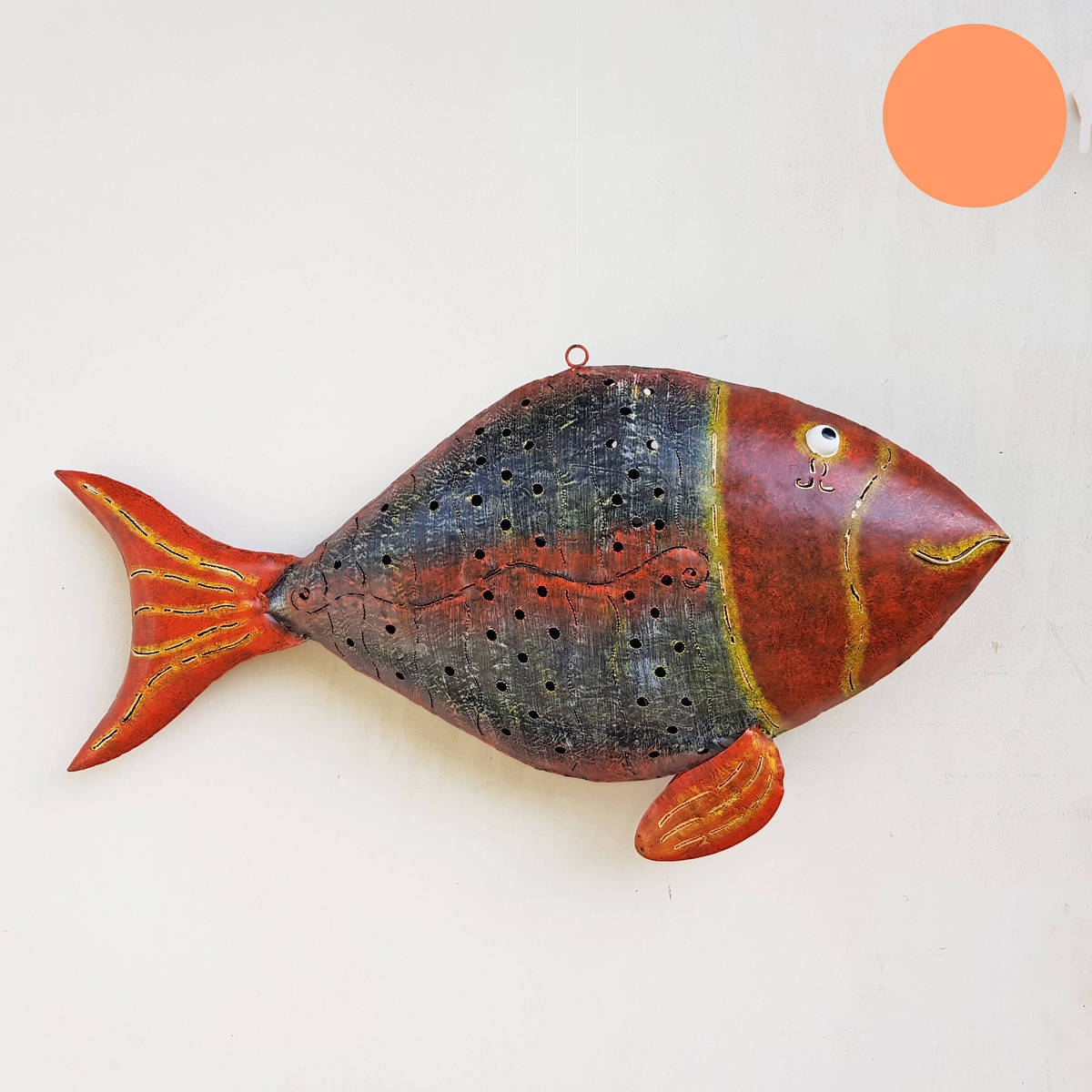 Fisch aus Metall, mit Windlichtfunktion, L. 84cm