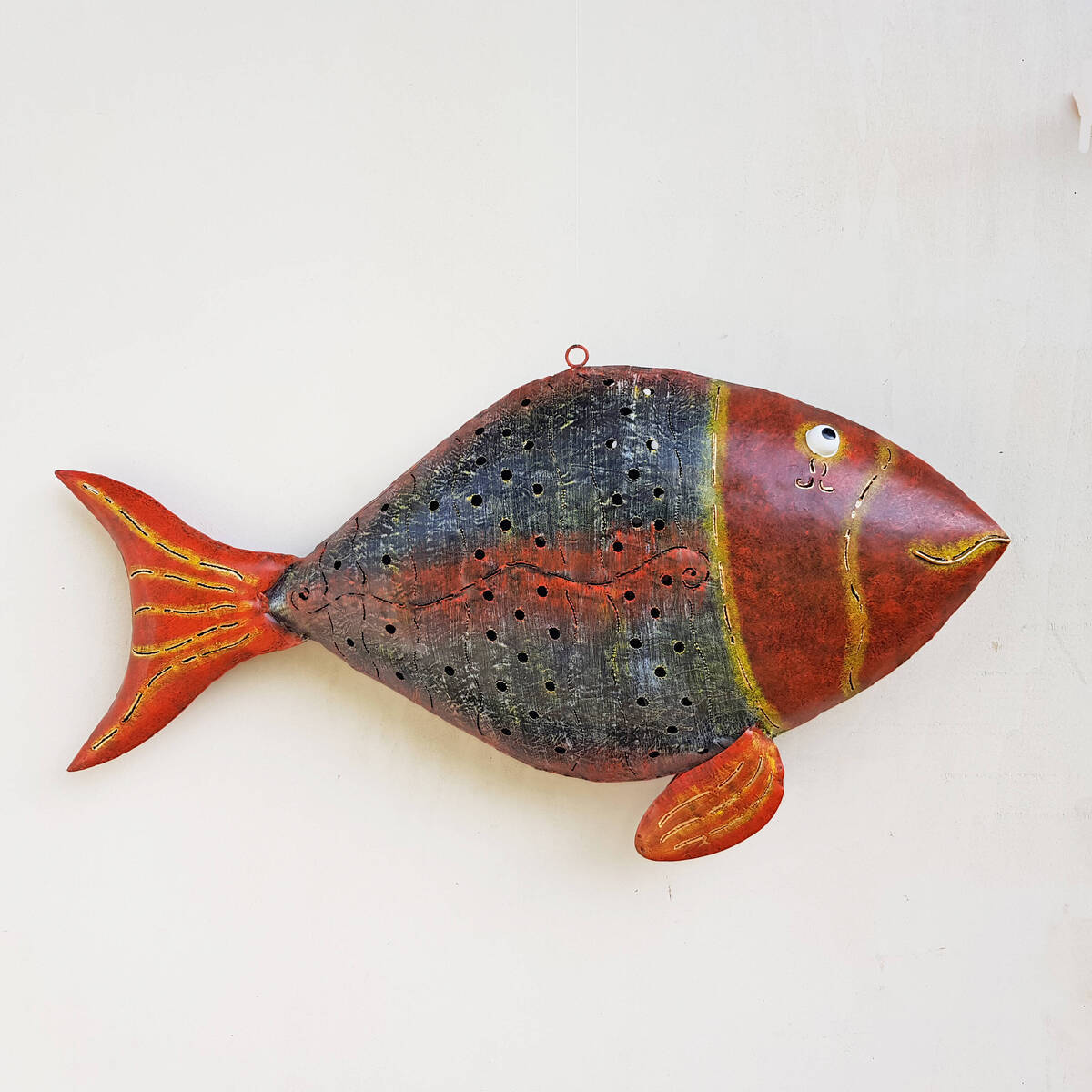 Fisch aus Metall, mit Windlichtfunktion, L. 84cm