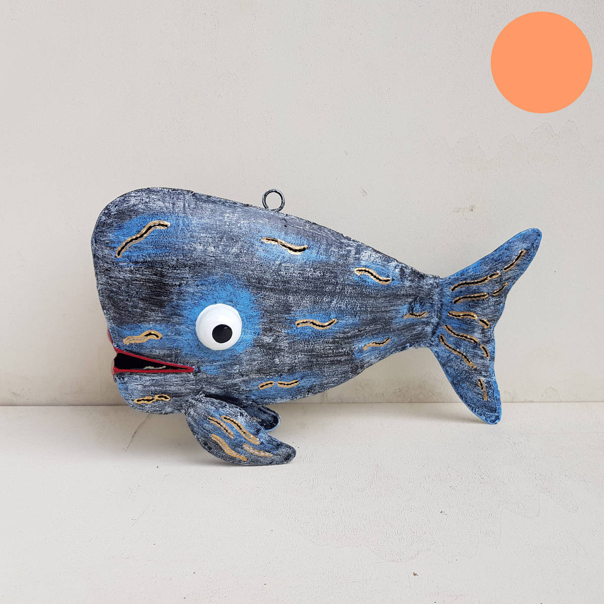 Wal aus Metall, silber-blau, L. 31cm