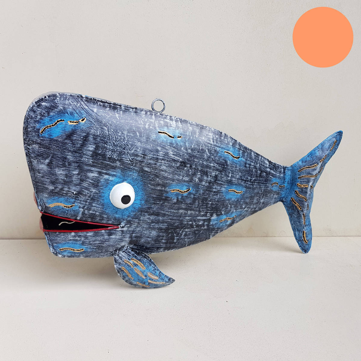 Wal aus Metall, silber-blau, L. 47cm