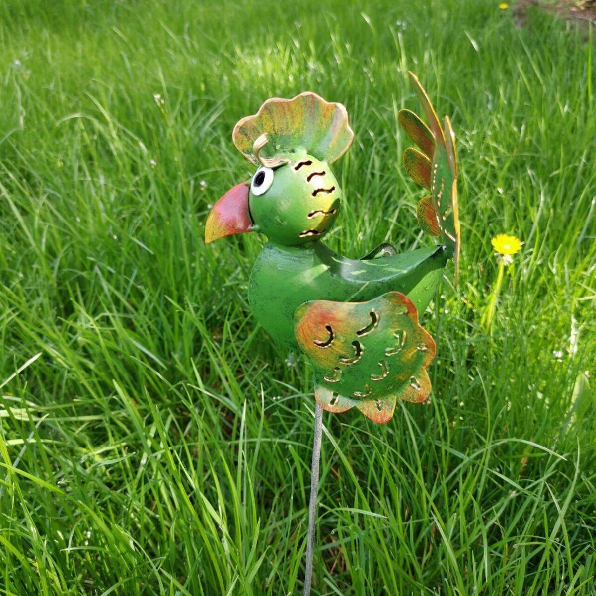Gartenstecker Vogel Fantasie, grün, Höhe 60cm