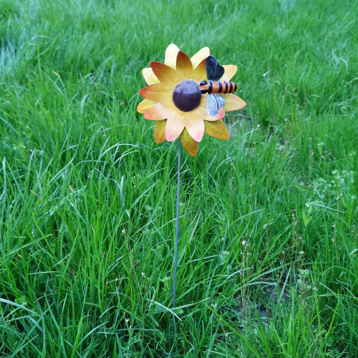 Blume mit Biene, aus Metall, Höhe 46cm