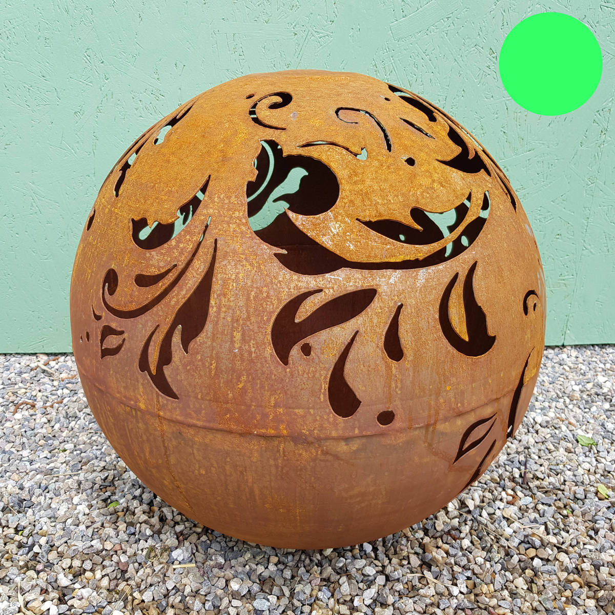 Kugel aus Rosteisen mit Ausschnitten, Ø 60cm