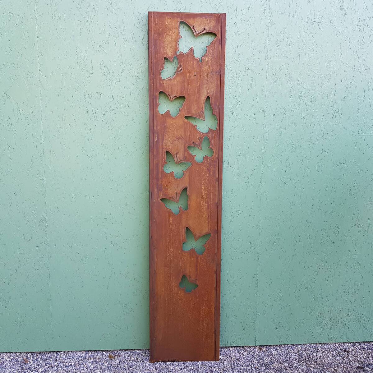 Paravent en fer rouillé, 200x40cm, papillons