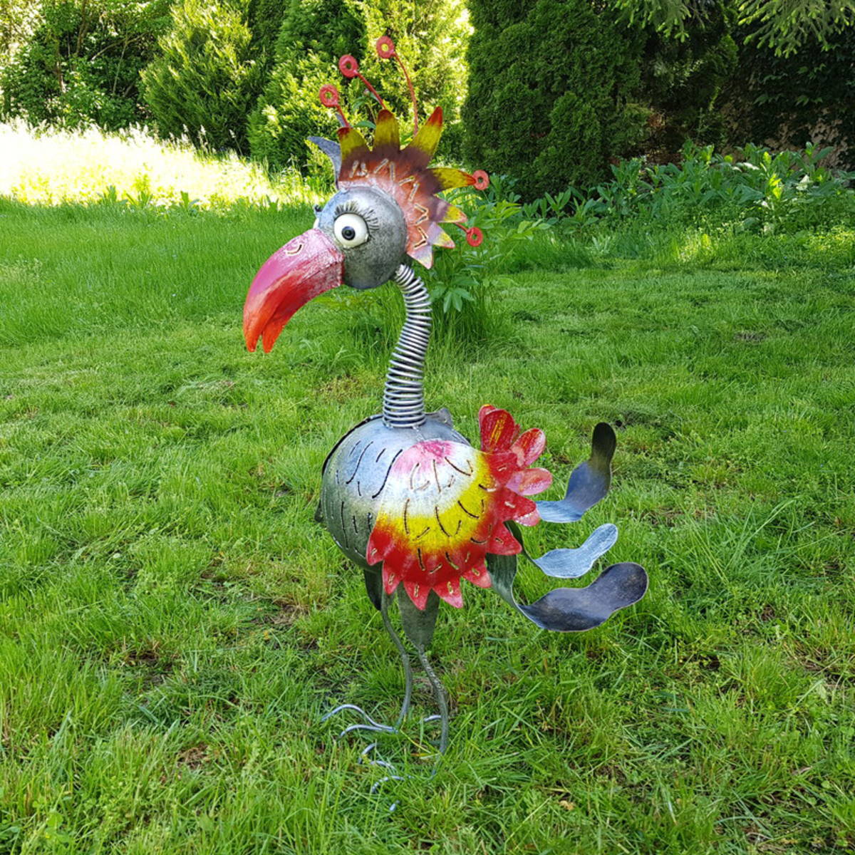 Vogel aus Metall bemalt, Höhe 77cm