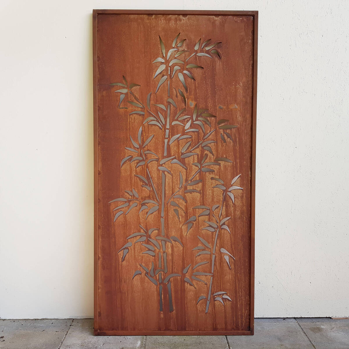 Paravent ''Bambus'' aus Rosteisen, 200x100cm