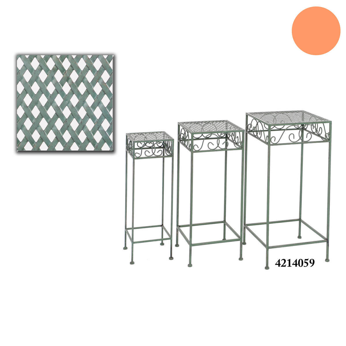 Petite table en métal, colori vert vieilli