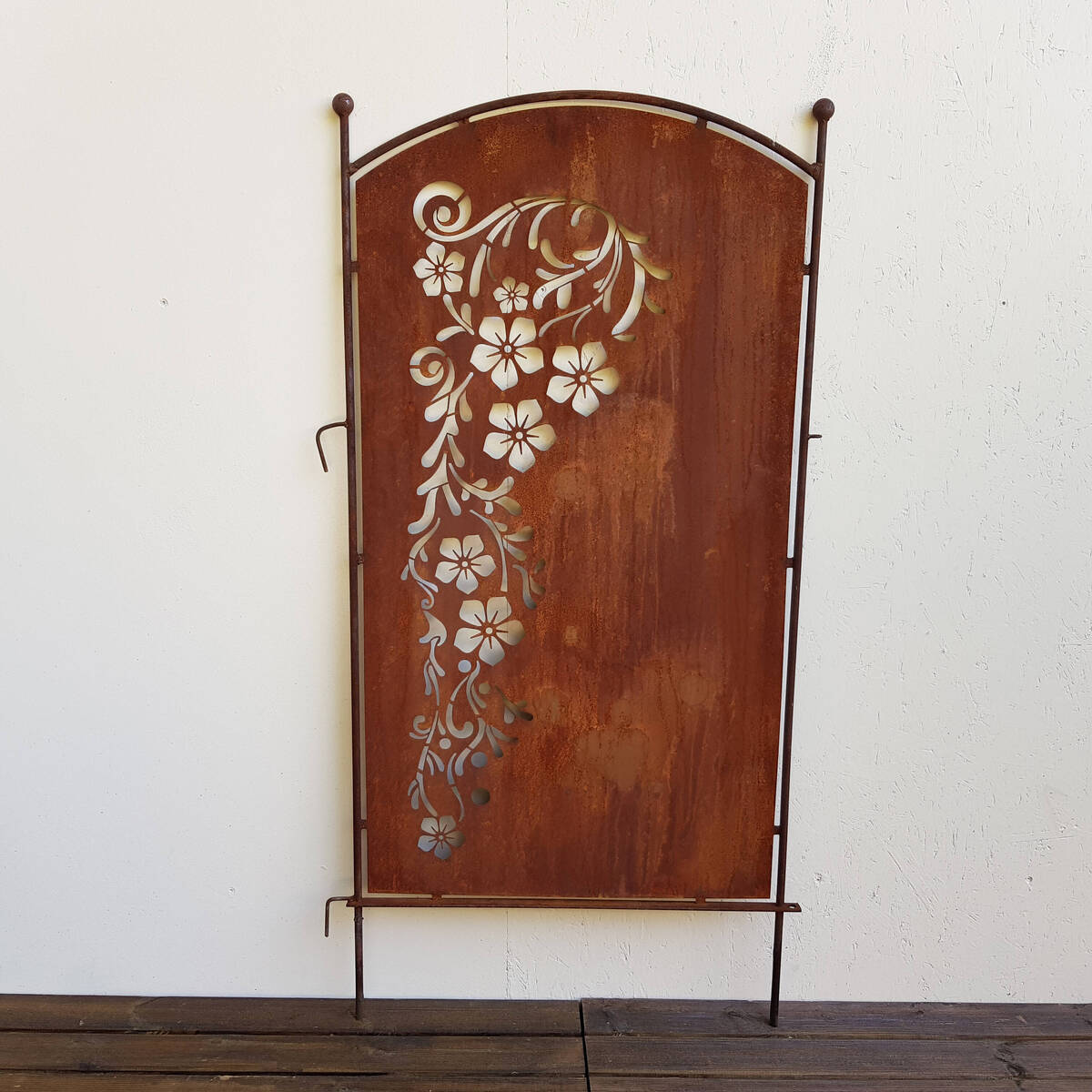 Paravent Blume aus Rosteisen 140cm x 72cm