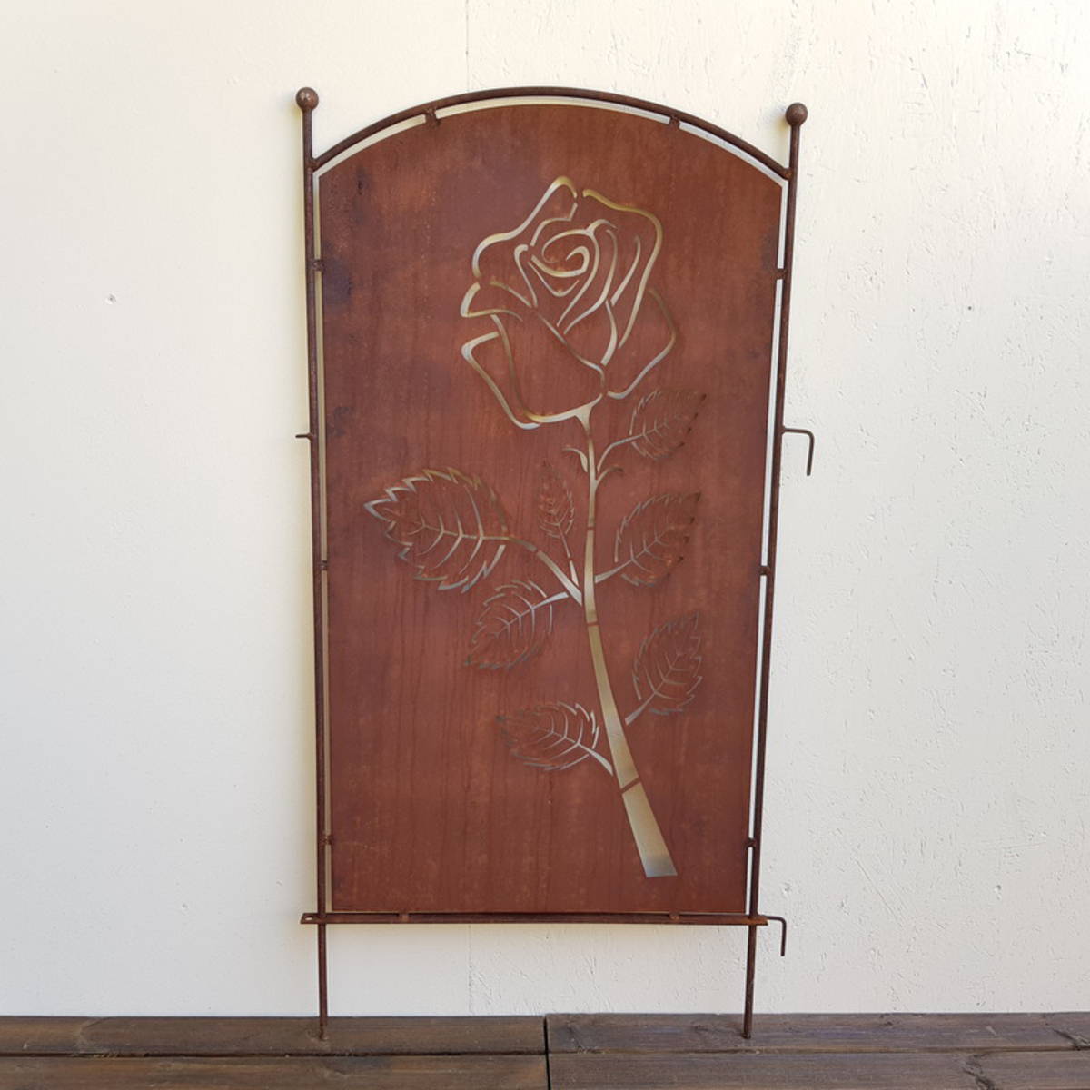 Paravent Rose en fer rouillé, 140 x 72cm  