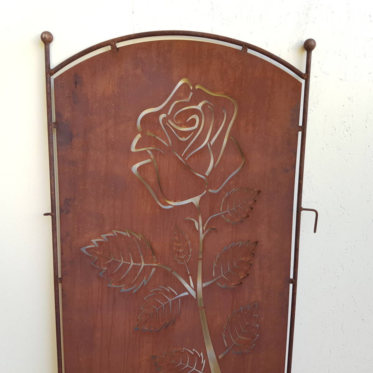 Paravent Rose en fer rouillé, 140 x 72cm  