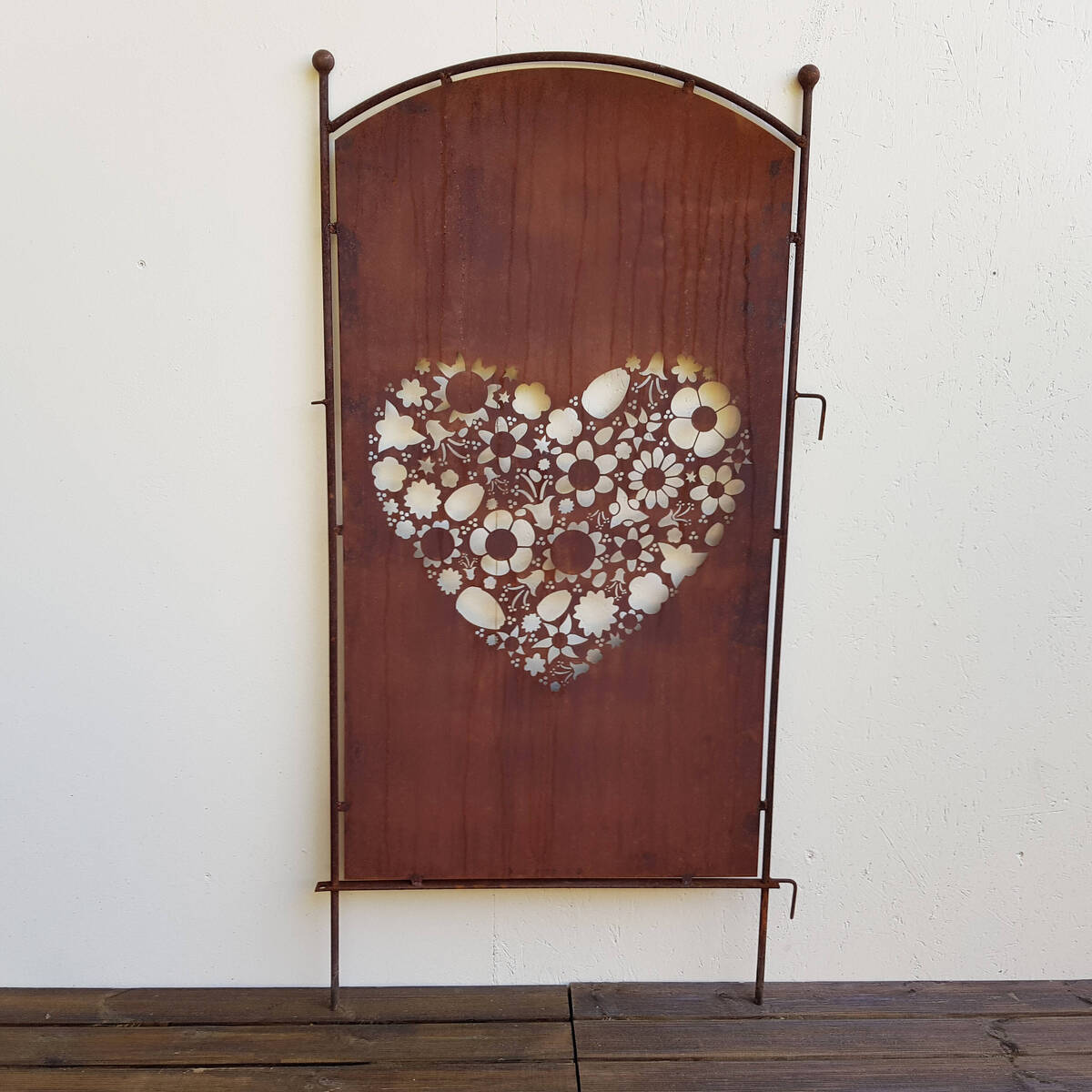 Paravent Herz aus Rosteisen 140cm x 72cm