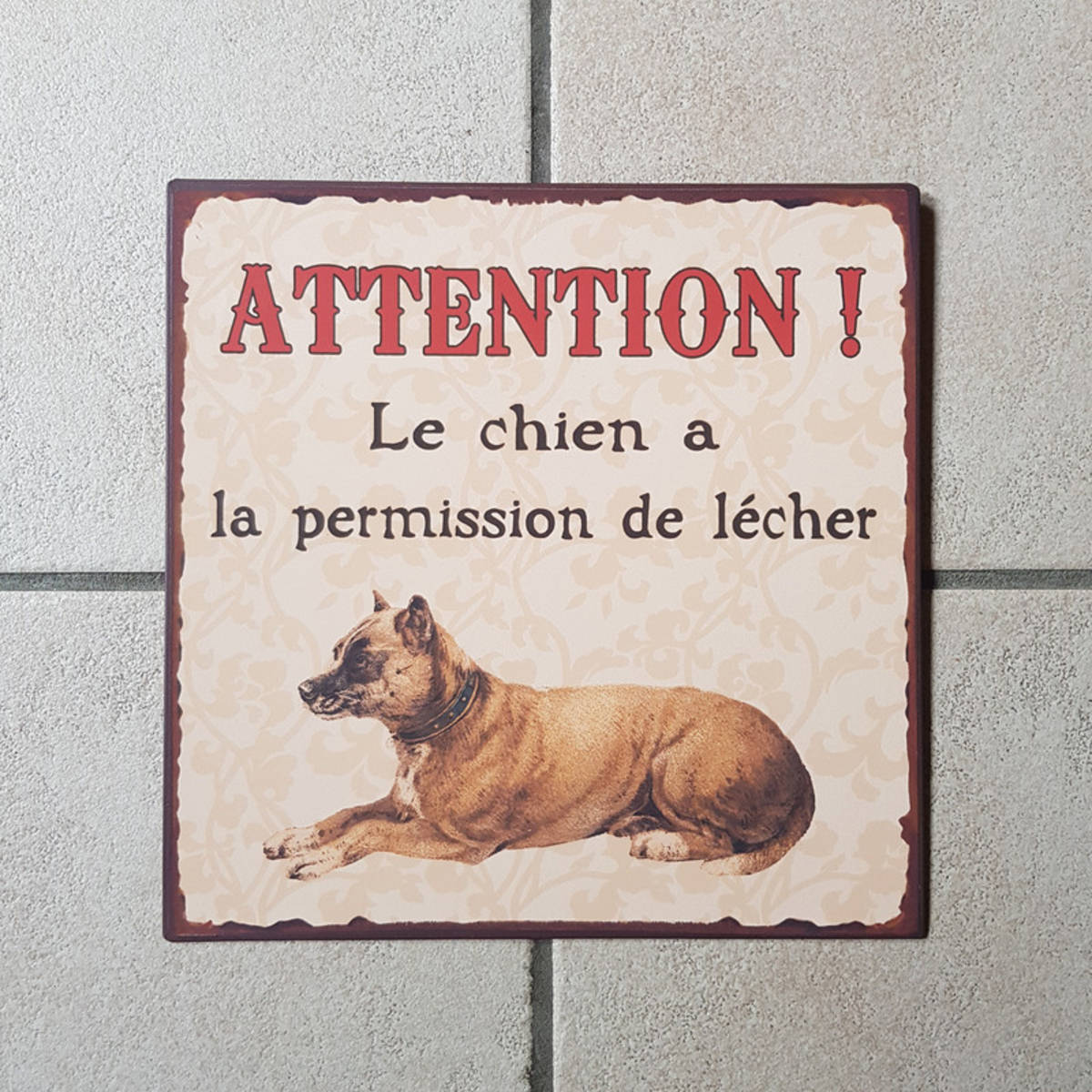 Metallschild mit Text, 25x25cm