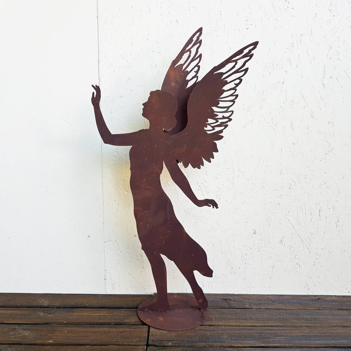 Engel mit Flügeln aus Rosteisen, Höhe 80cm