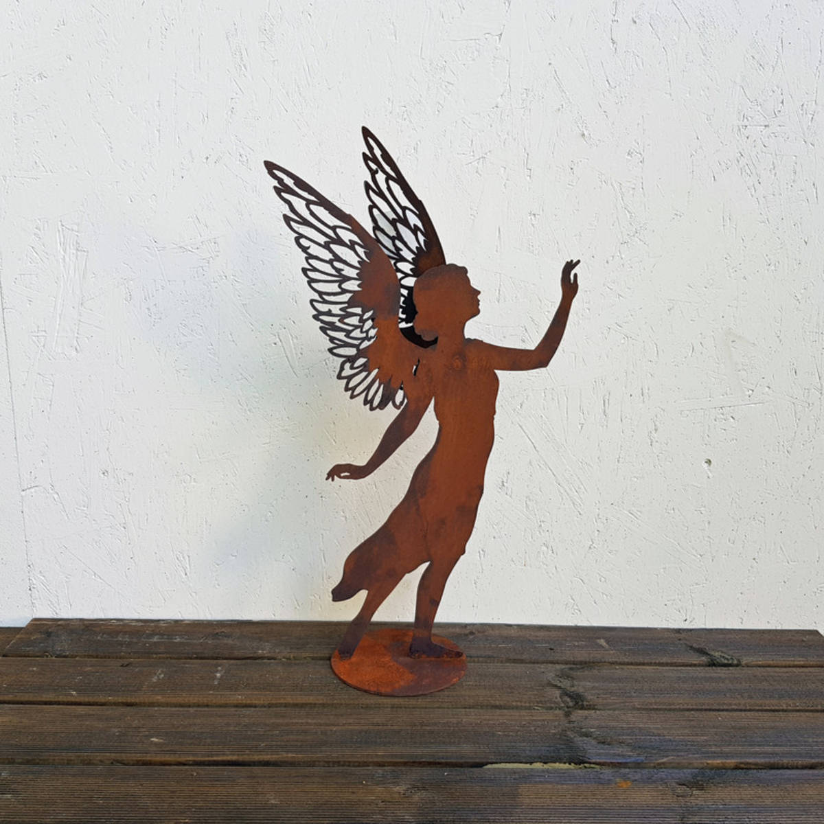 Engel mit Flügeln aus Rosteisen, Höhe 80cm