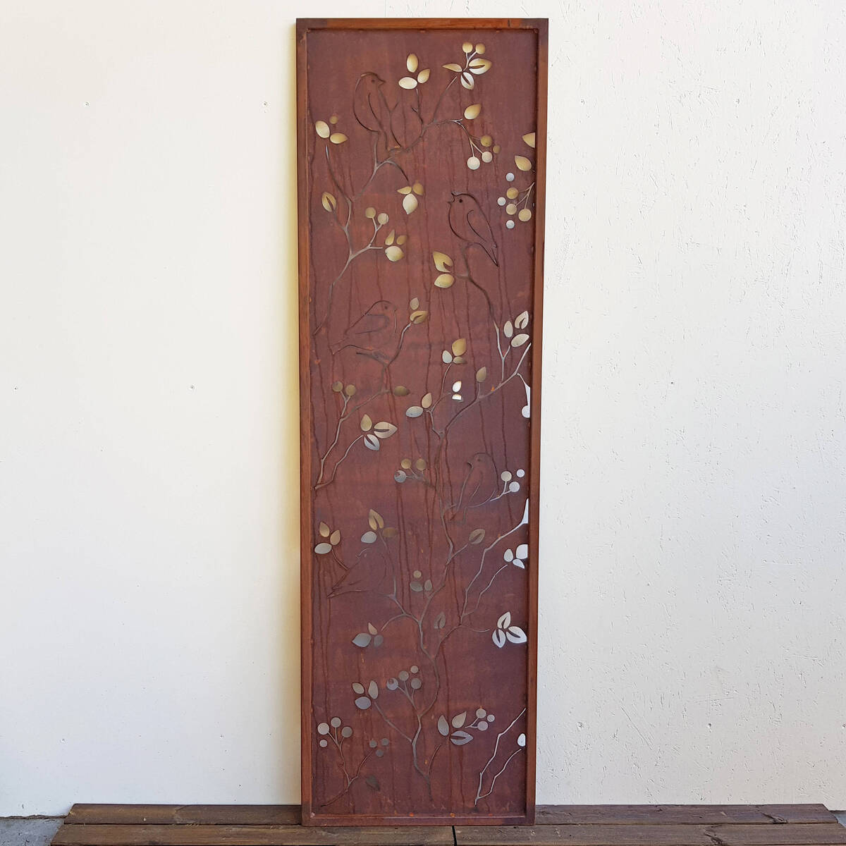 Paravent Vögel aus Rostmetall, 200x70cm