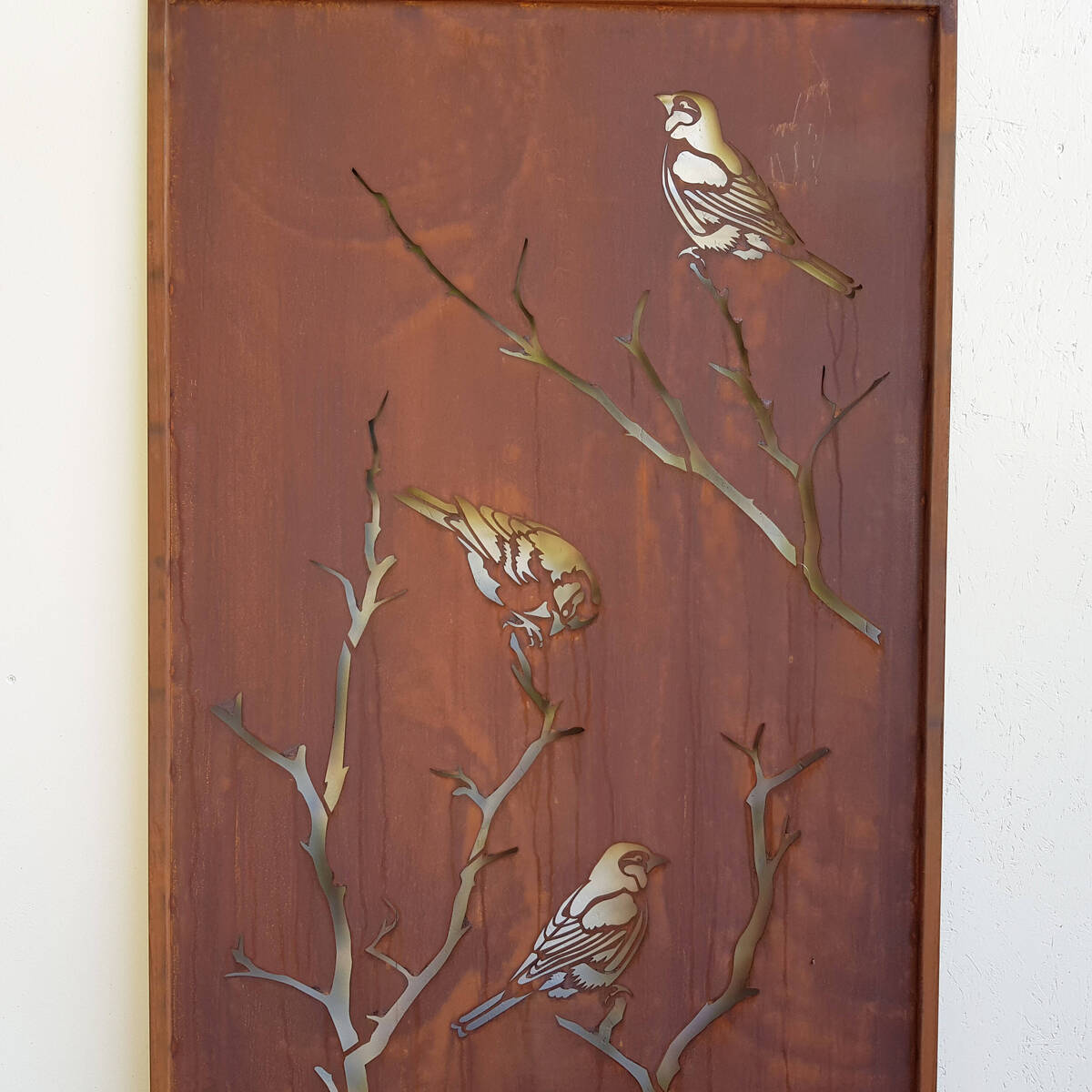 Paravent Oiseaux en fer rouillé, 200x100cm