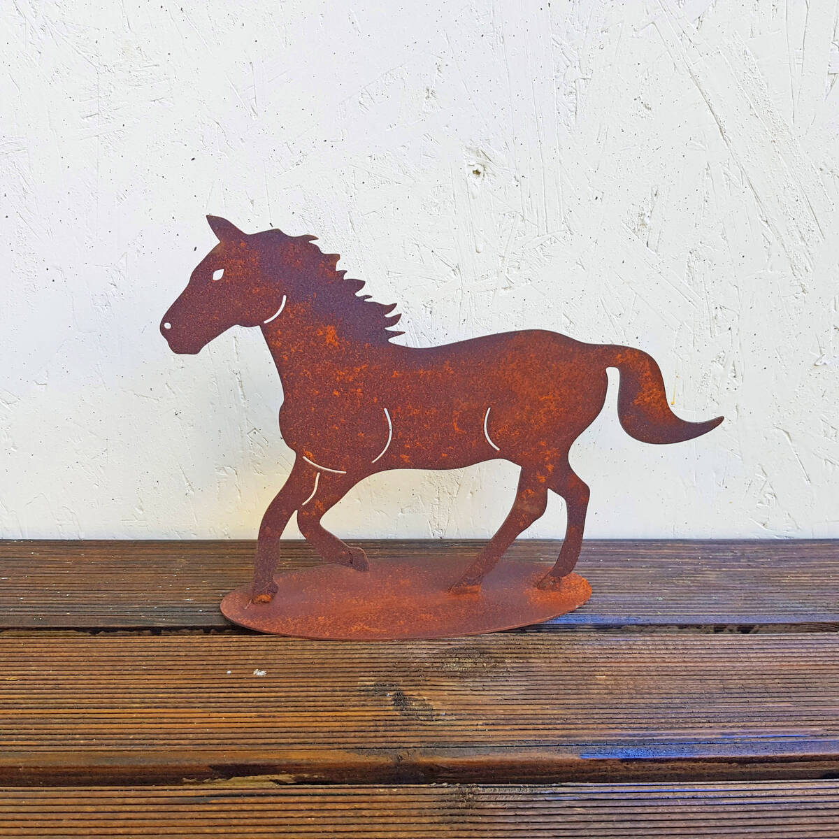 Pferd auf Platte, aus Rosteisen, 28x20cm