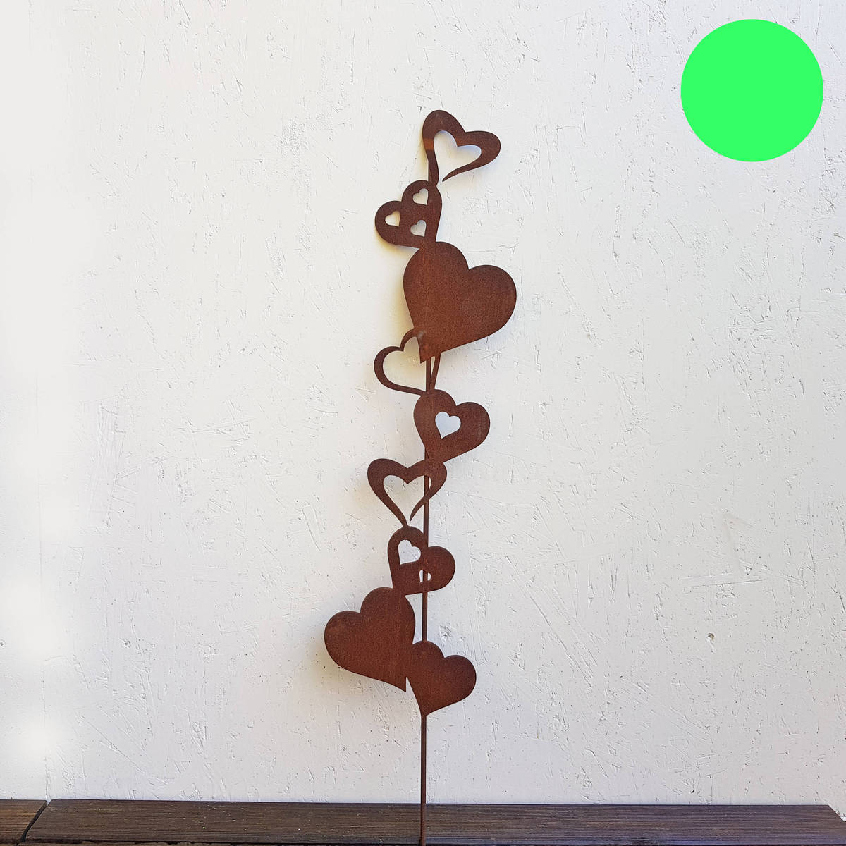 Coeurs sur tige, en fer rouillé, hauteur 82cm