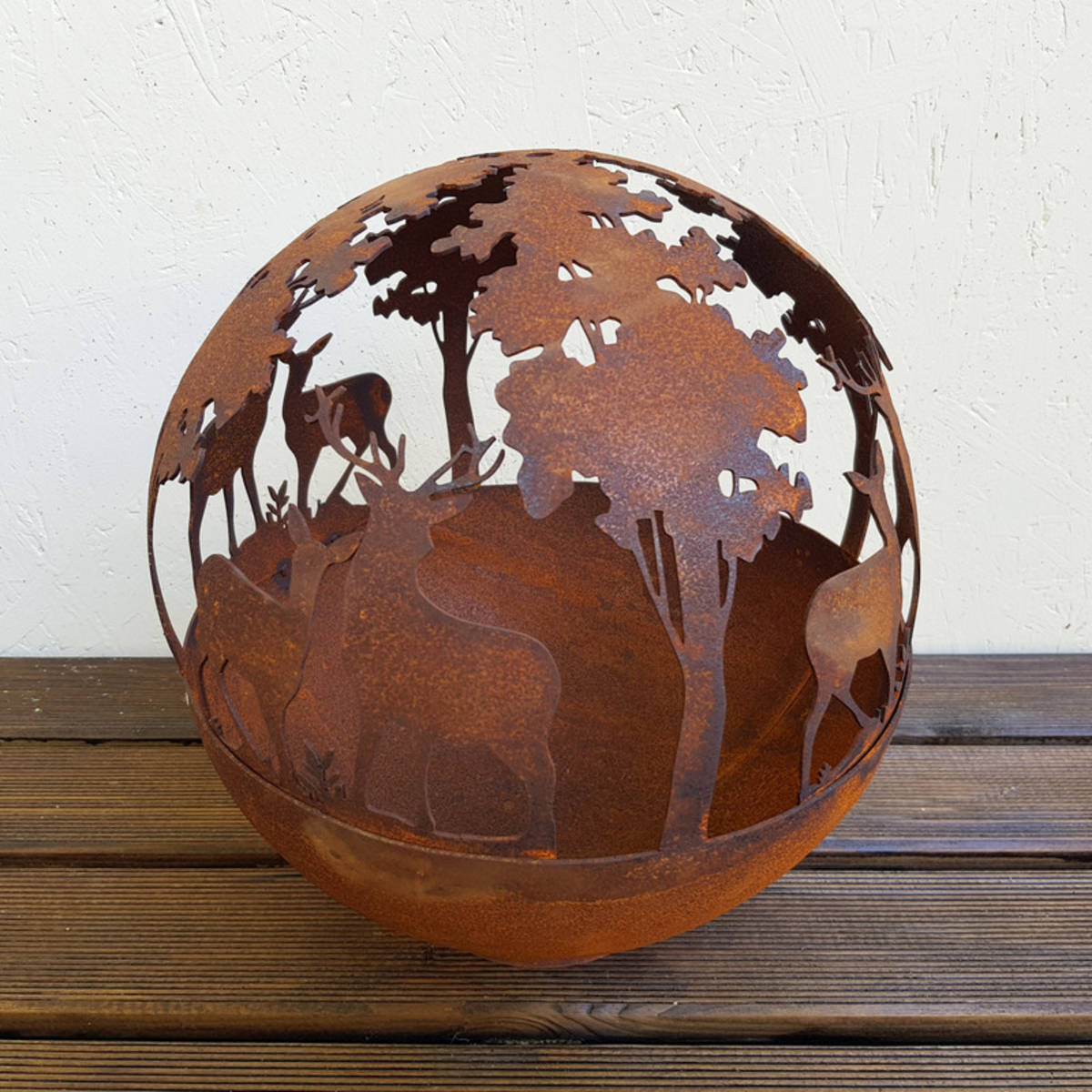 Boule forêt en fer rouillé, Ø 30cm