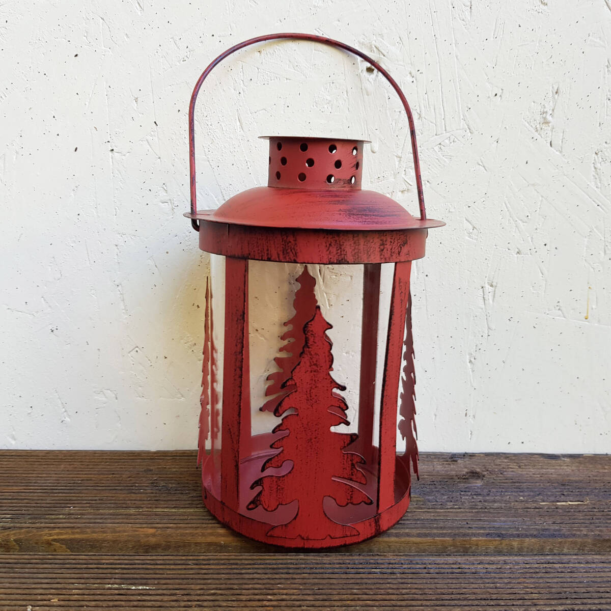 Lanterne sapin en métal, hauteur 16cm
