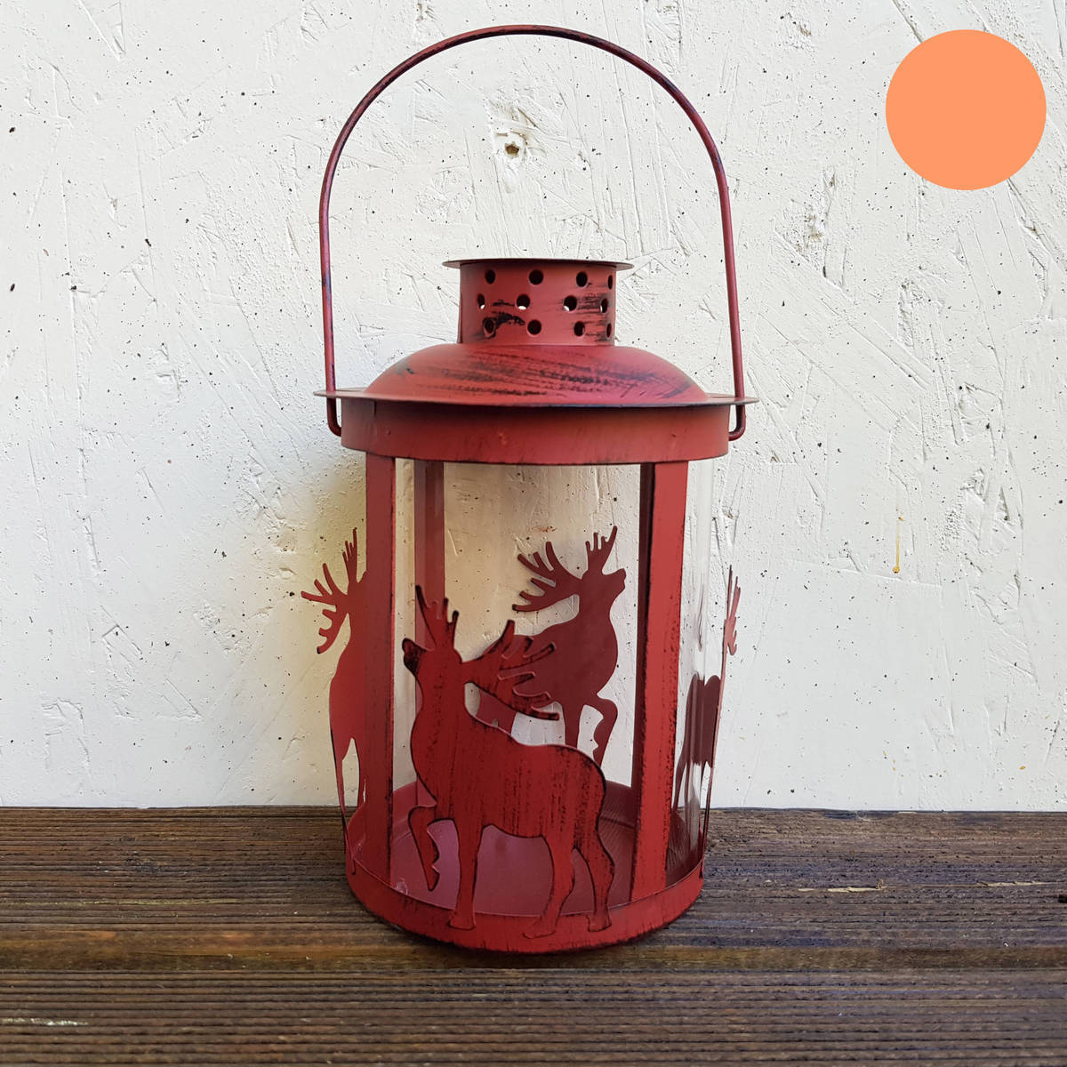 Lanterne cerf en métal, hauteur 16cm