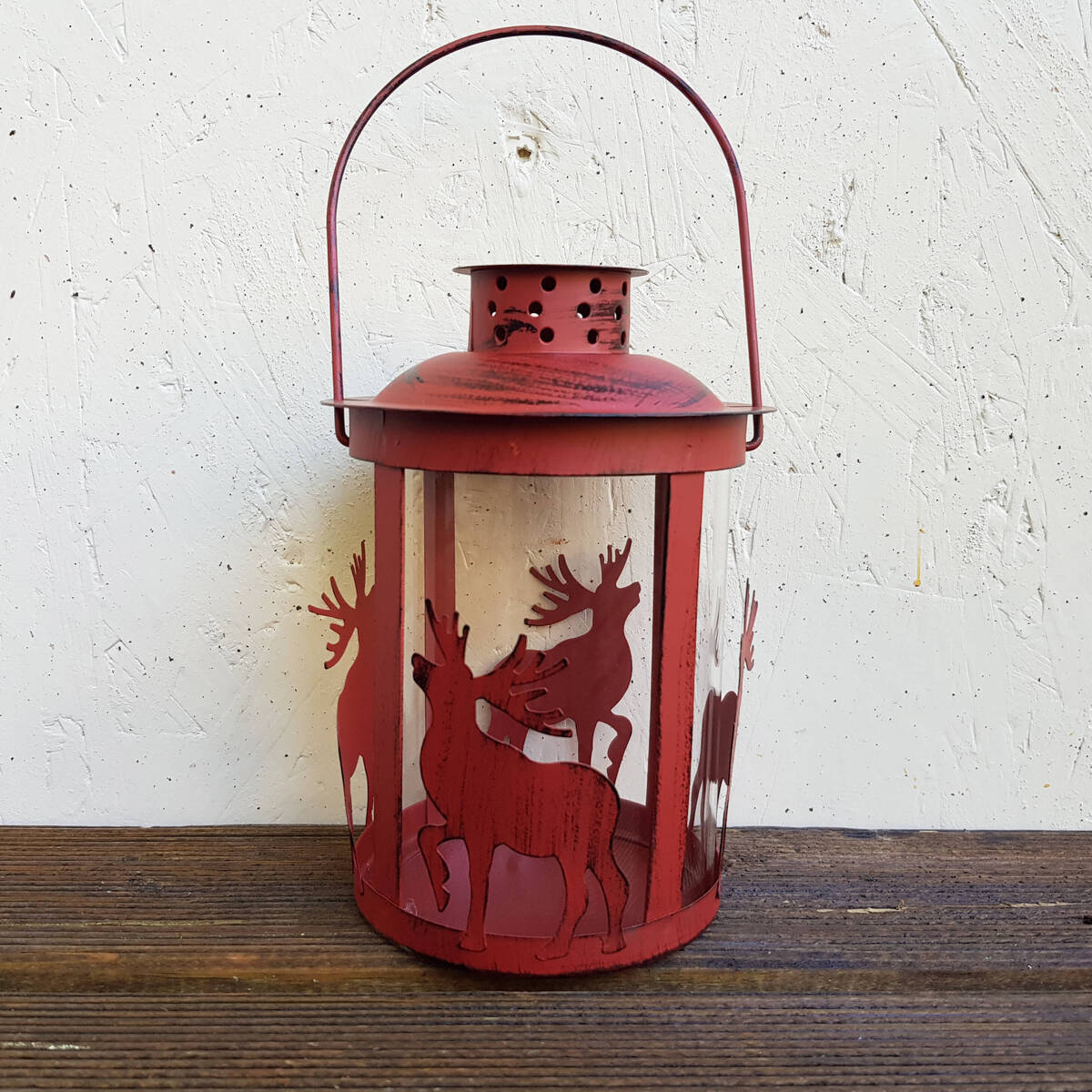Lanterne cerf en métal, hauteur 16cm