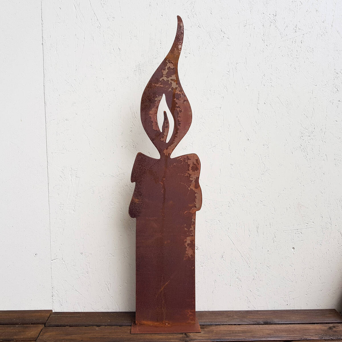 Bougie en fer rouillé, à poser, hauteur 96cm