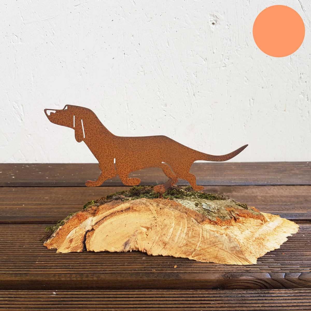 Chien en fer rouillé, à visser, longueur 20cm