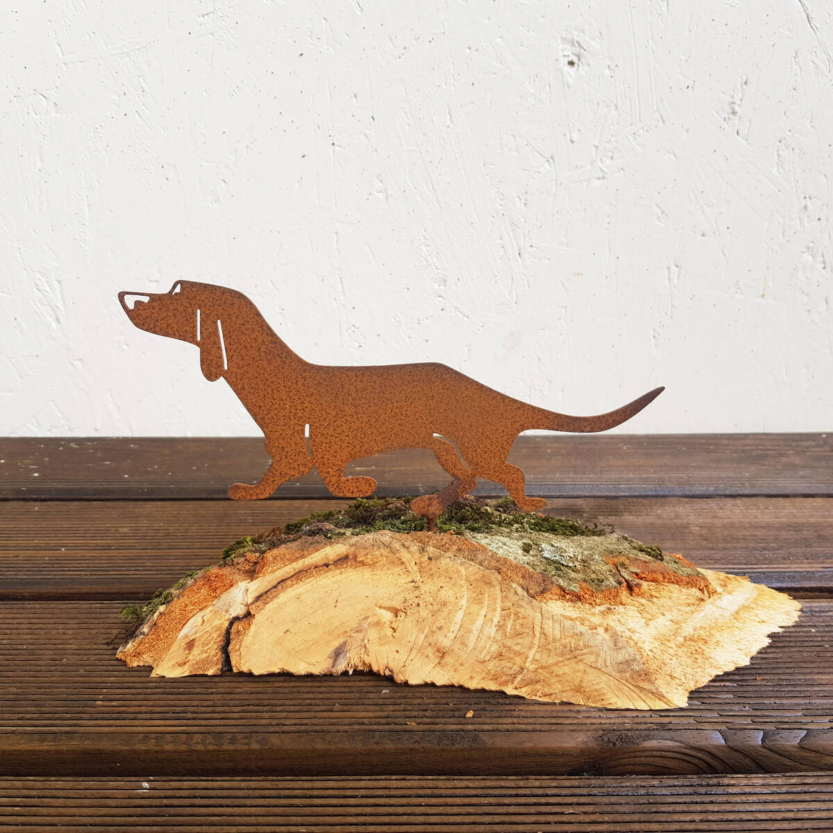 Chien en fer rouillé, à visser, longueur 20cm