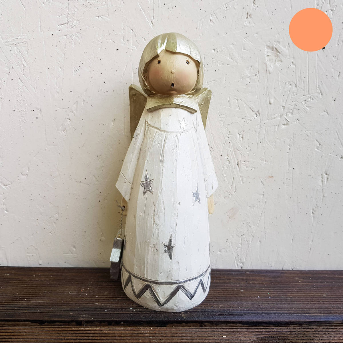 Ange en Polyresin, crème/argent, hauteur 29cm