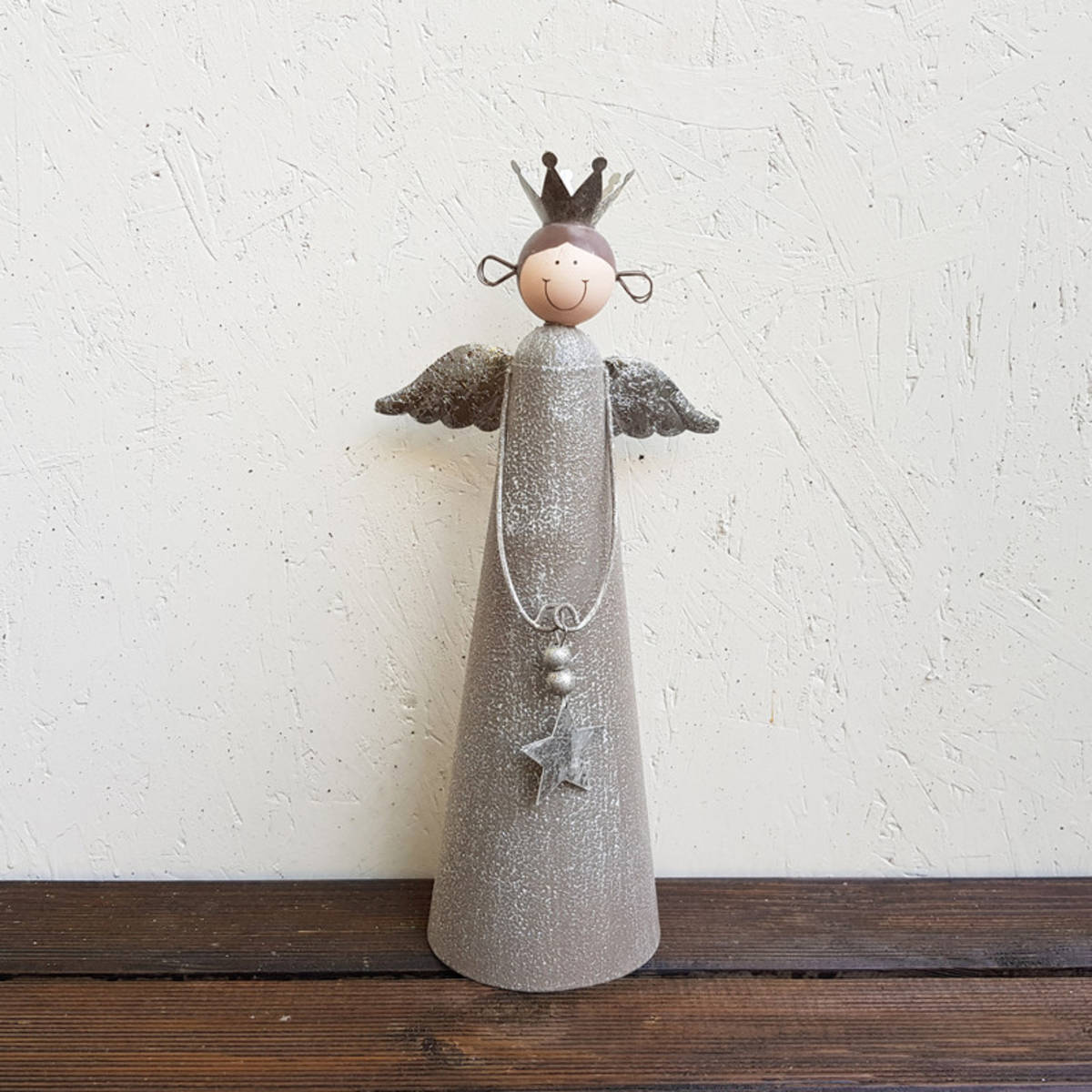 Engel aus Metall, mit Stern, Höhe 36cm