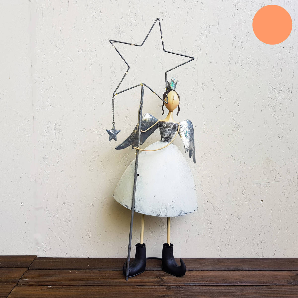 Engel aus Metall mit LED Beleuchtung, Höhe 84cm