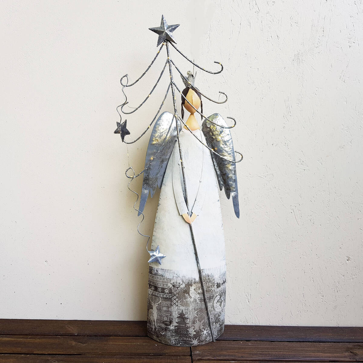 Engel aus Metall mit LED Beleuchtung, Höhe 90cm