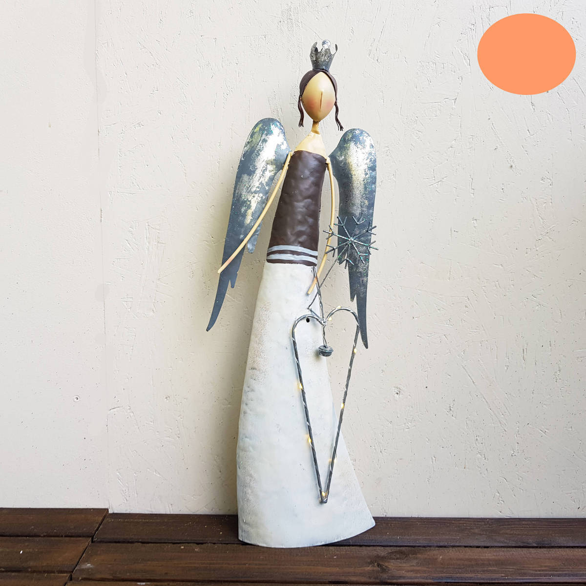 Engel aus Metall mit LED Beleuchtung, Höhe 77cm