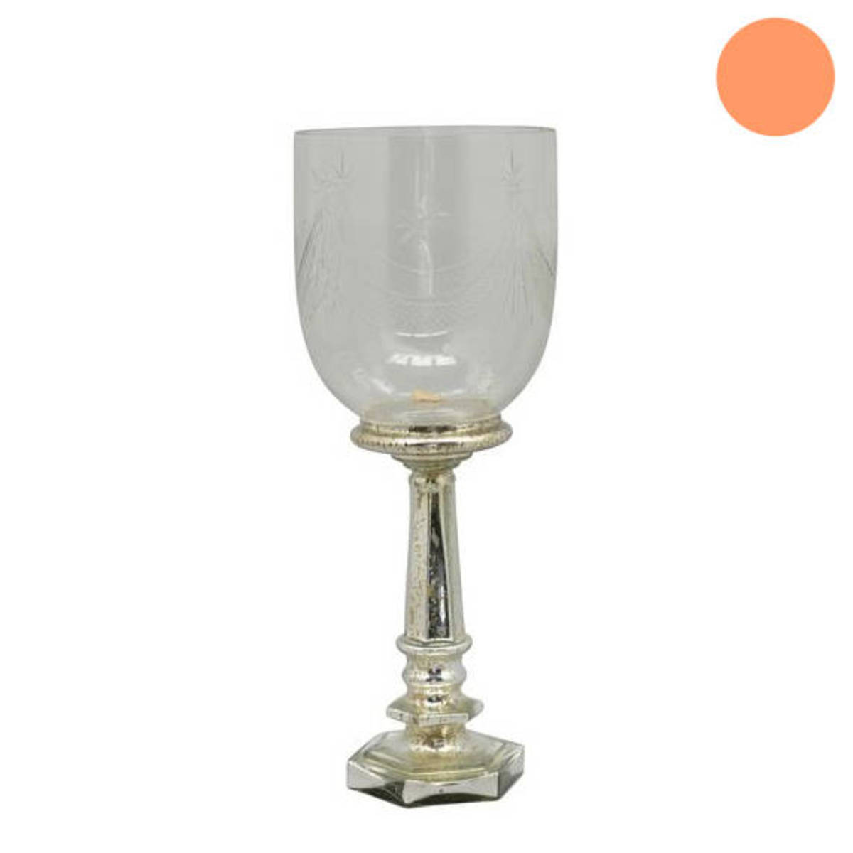 Windlicht aus Glas/Metall, Höhe 43cm