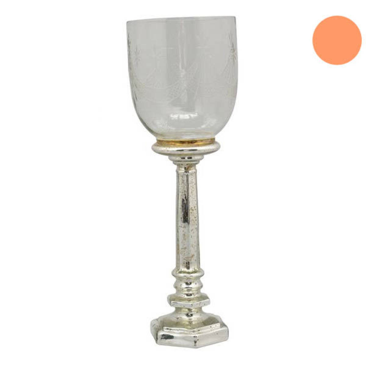 Windlicht aus Glas/Metall, Höhe 50cm