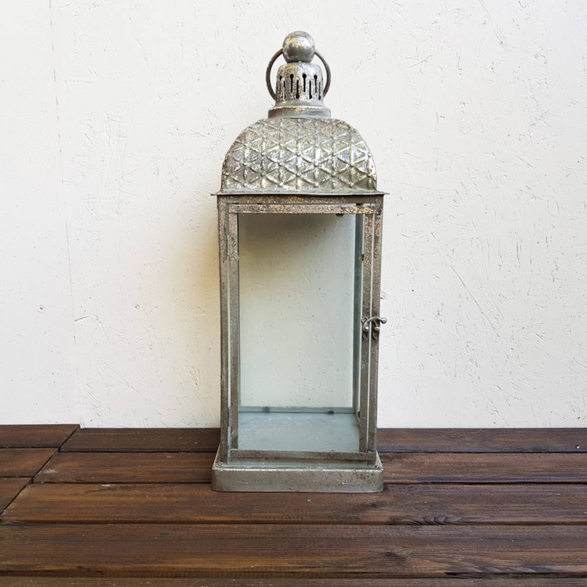 Laterne aus Metall, silber antik, Höhe 58cm