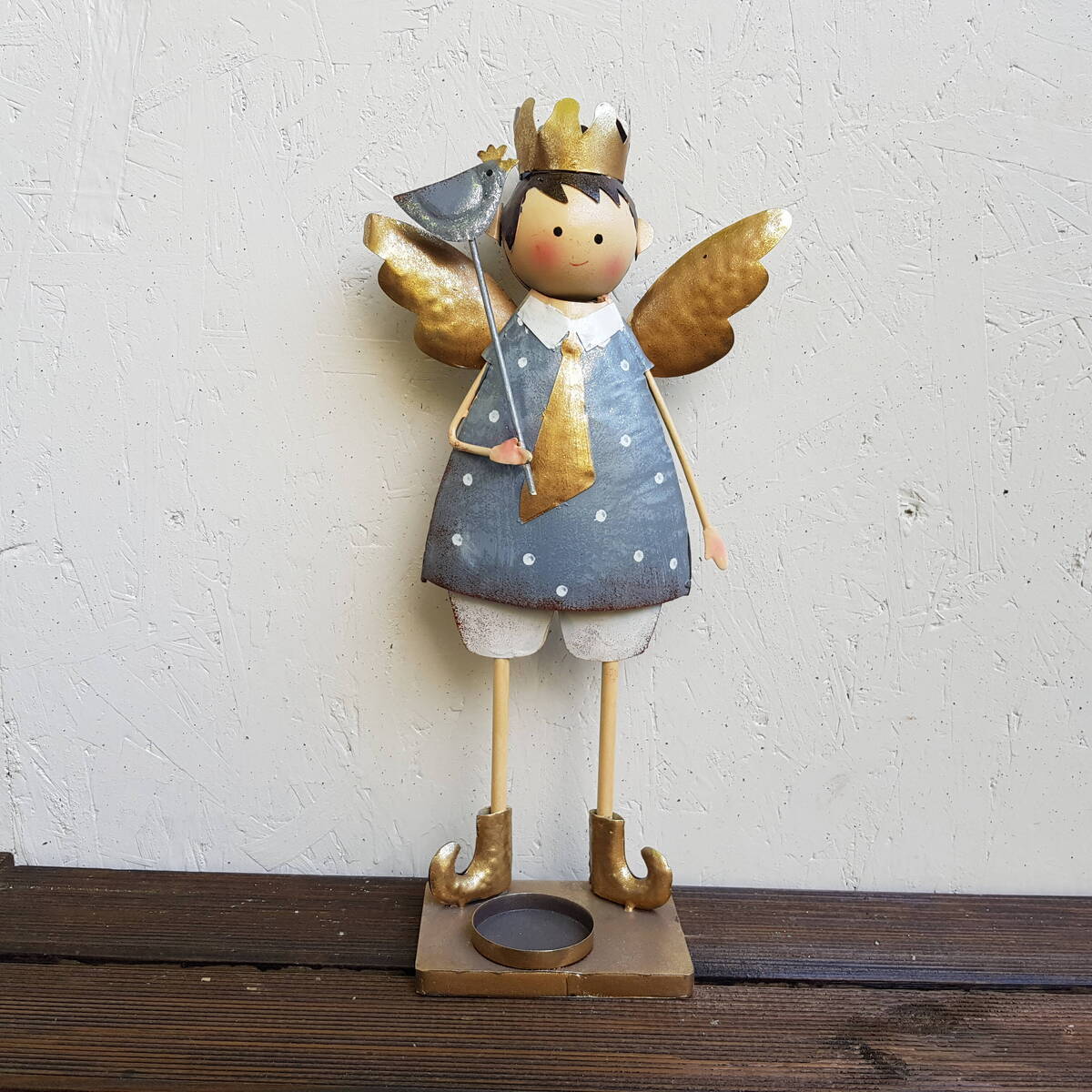 Engel aus Metall, mit Kerzenhalter, Höhe 42cm