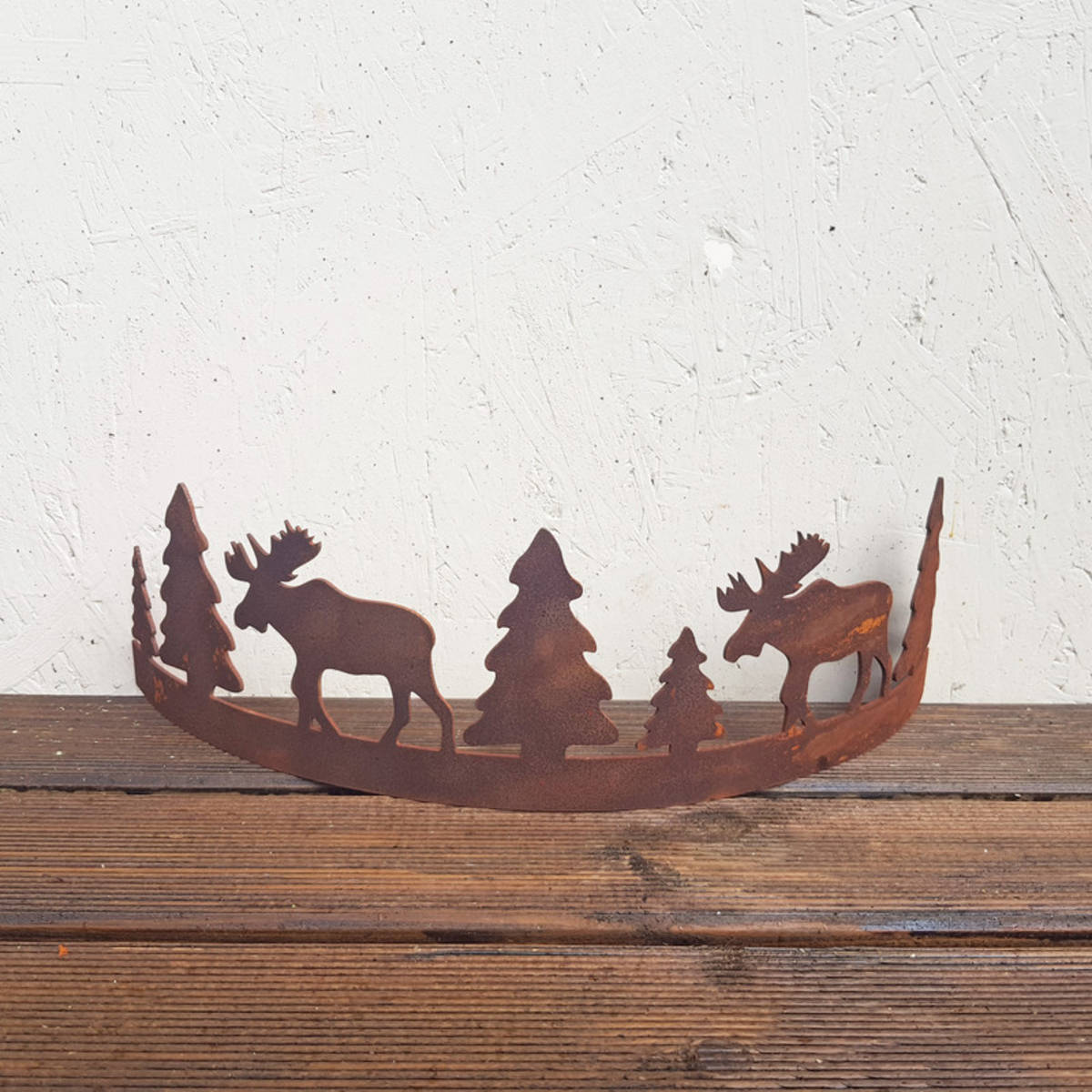 Halbring mit Elchen aus Rostmetall, 20cm