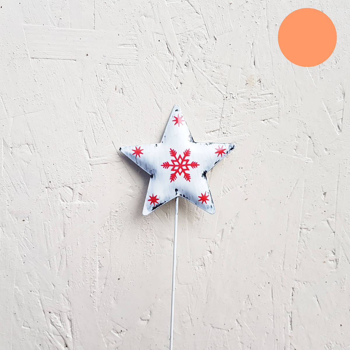 Stecker Stern aus Metall, 6x6cm + Stab 22cm