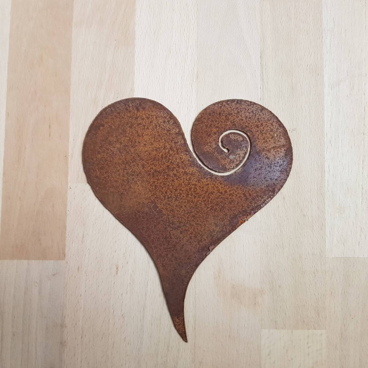Coeur en fer rouillé, à suspendre, 15cm