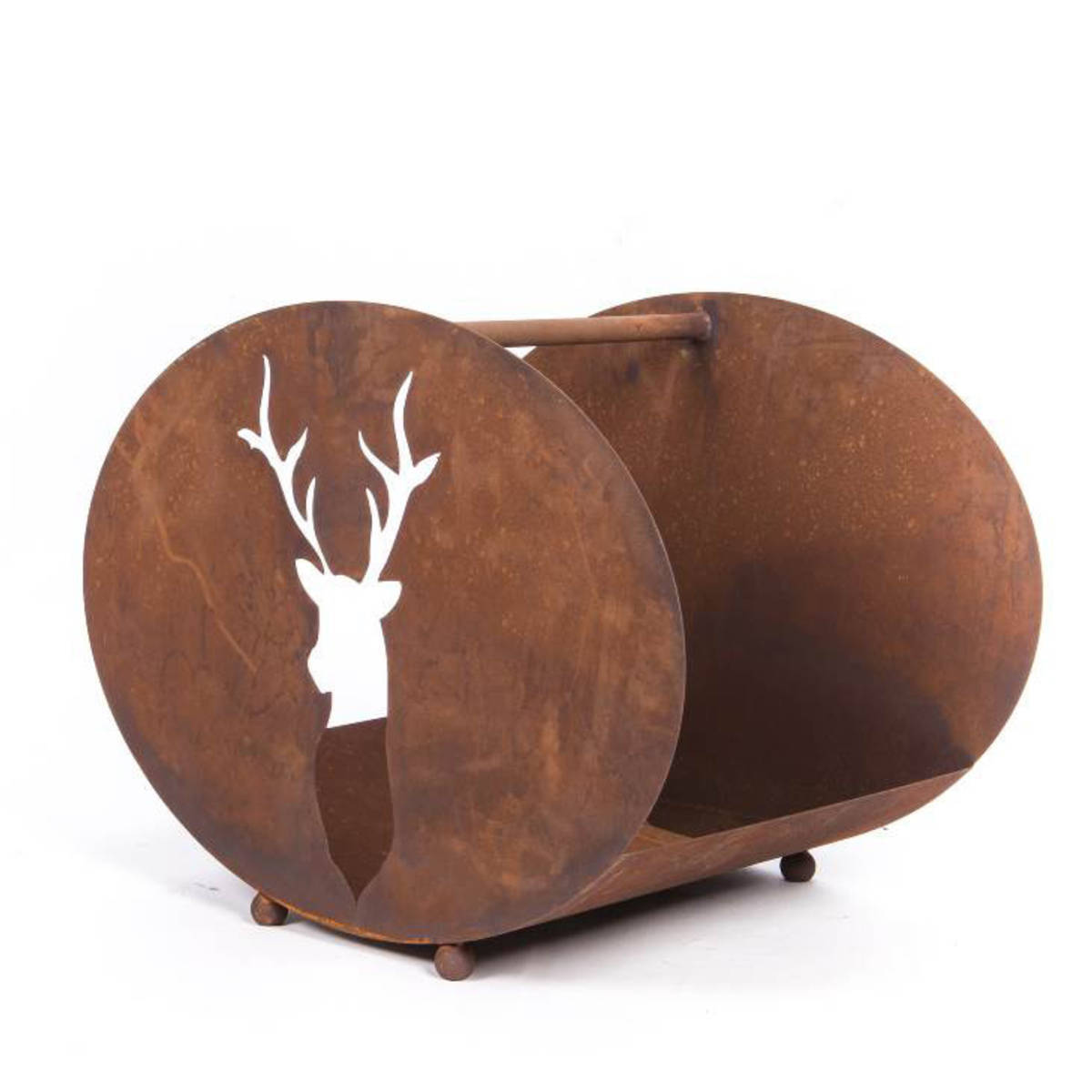 Support en fer rouillé, pour bois de chauffage