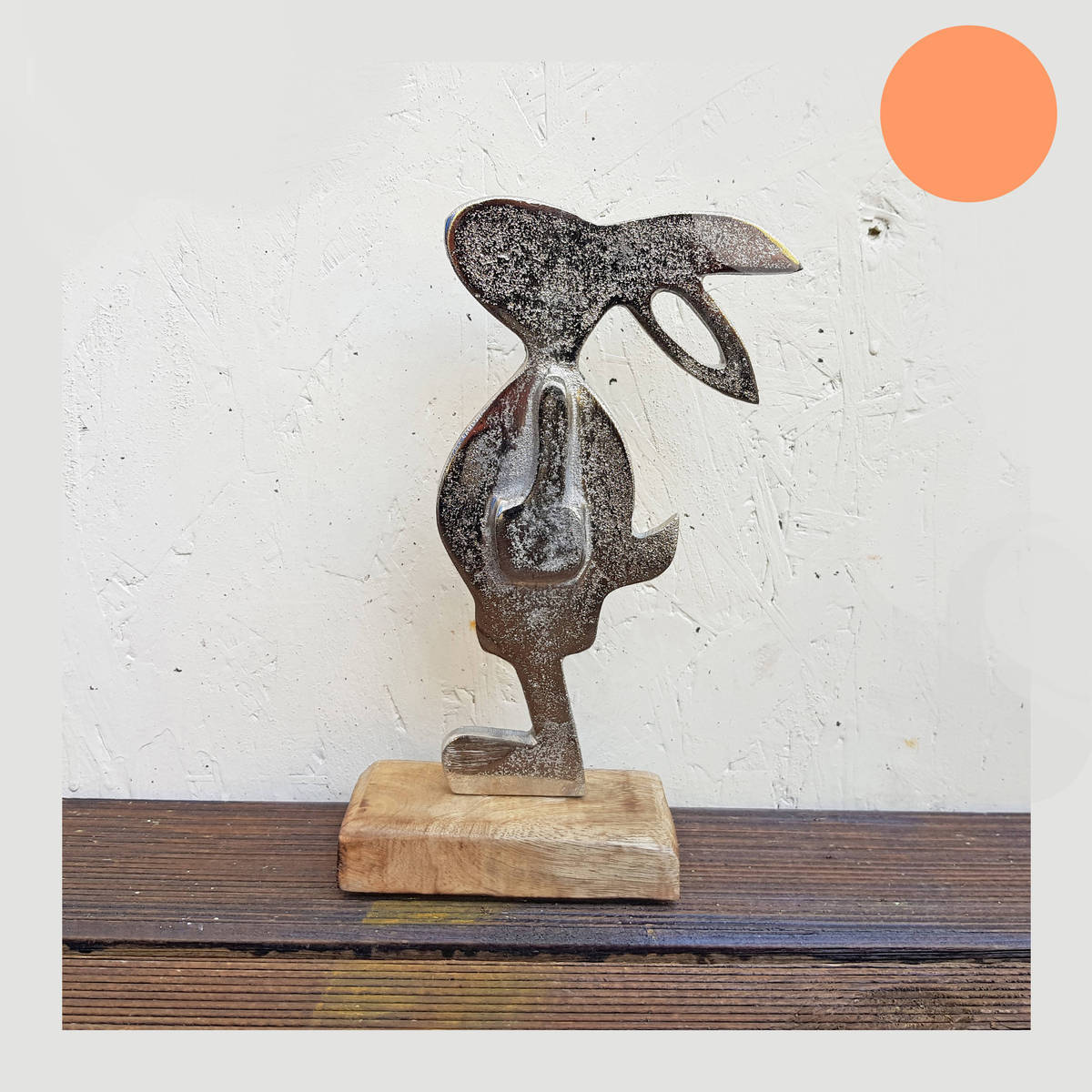 Hase aus Holz/Metall, Höhe 17cm