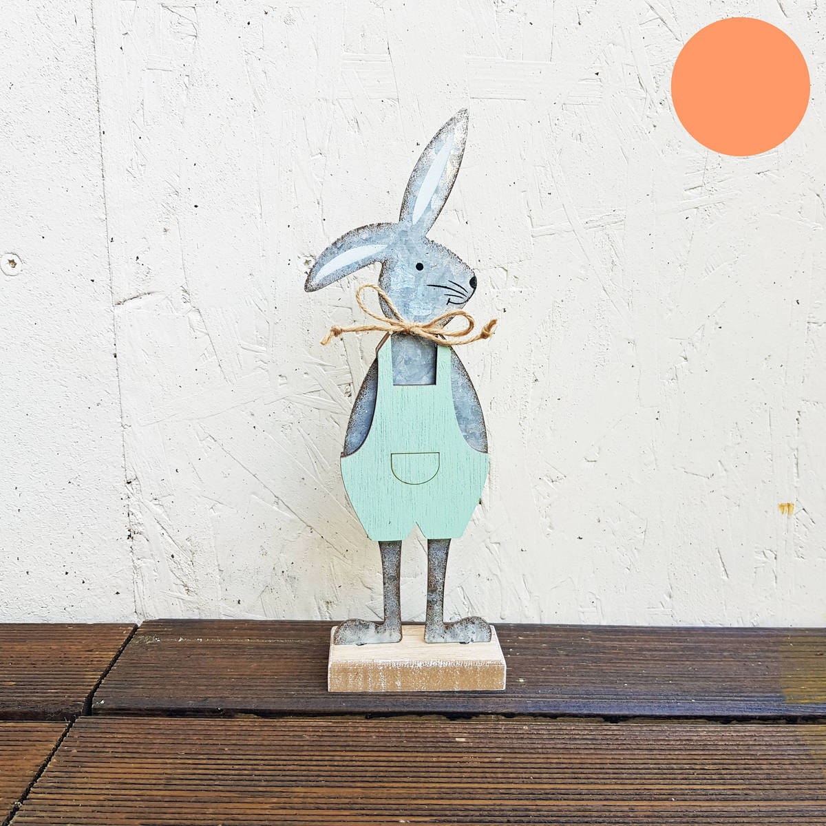 Hase aus Holz/Metall, Höhe 14cm