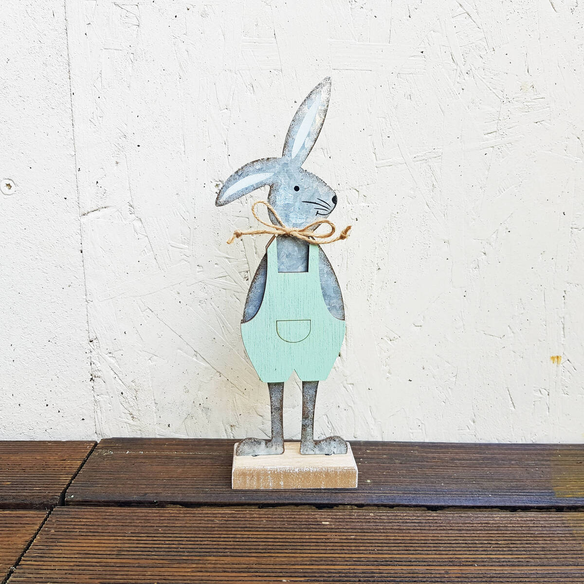 Lapin en bois/métal, H.14cm 